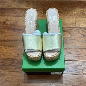 NIB Kate Spade Cosette Wedges in pale gold.  Size 10.